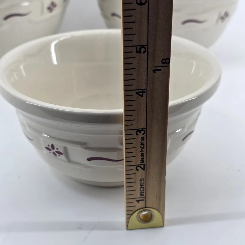 Longaberger 3 Woven Traditions Red Nesting Mixing Bowls 10/8/6.5